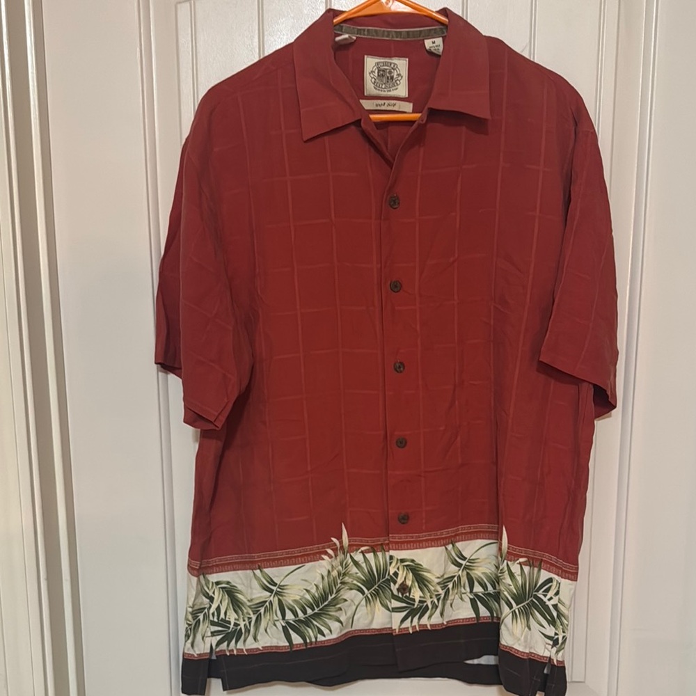 Men's Tropical Red Button-Down Shirt